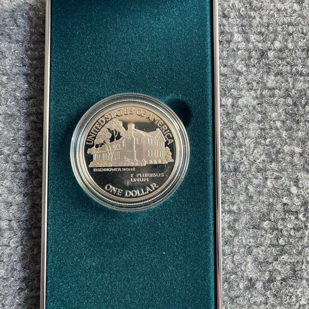 1990 P United States Eisenhower Centennial Proof Silver Dollar Coin Box COA - Picture 6 of 6